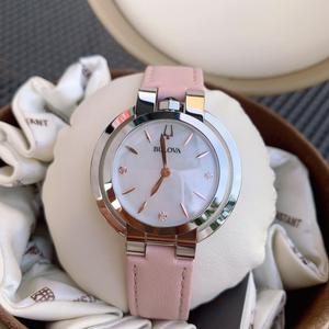 Đồng Hồ Nữ Bulova Diamond Accent Pink Leather Strap 96P197