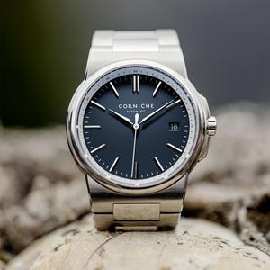 Đồng Hồ Nam Corniche La Grande Stainless Steel With Blue Dial