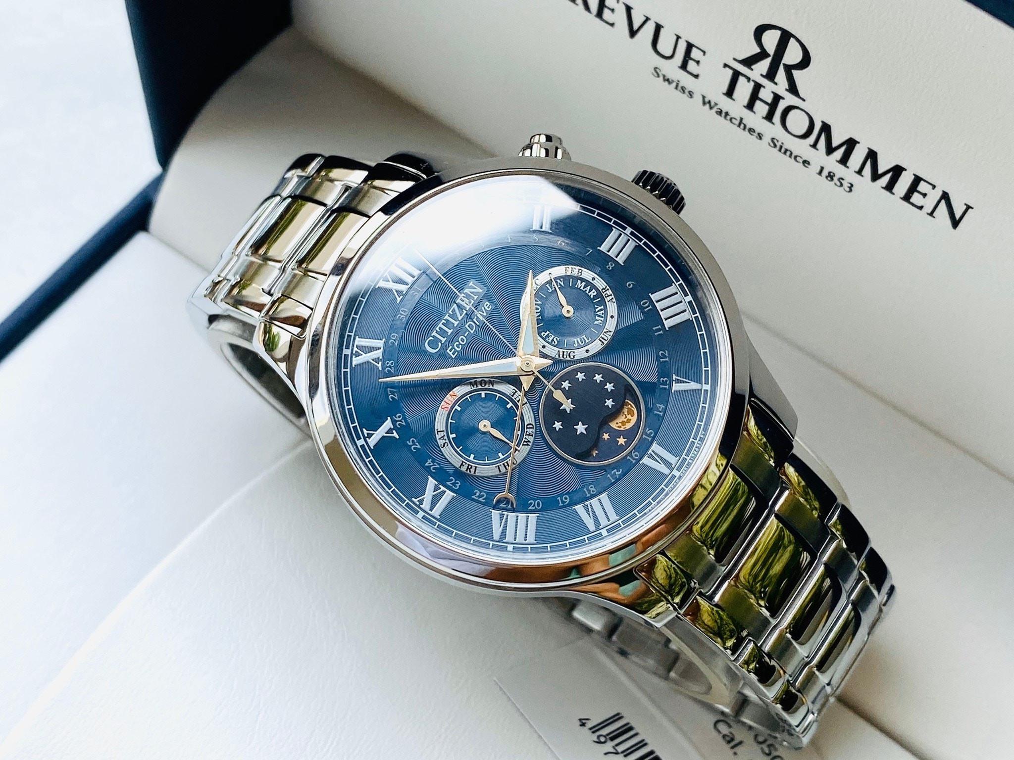 Đồng Hồ Nam Citizen Eco-Drive MoonPhase  AP1050-81L Dial Xanh Blue