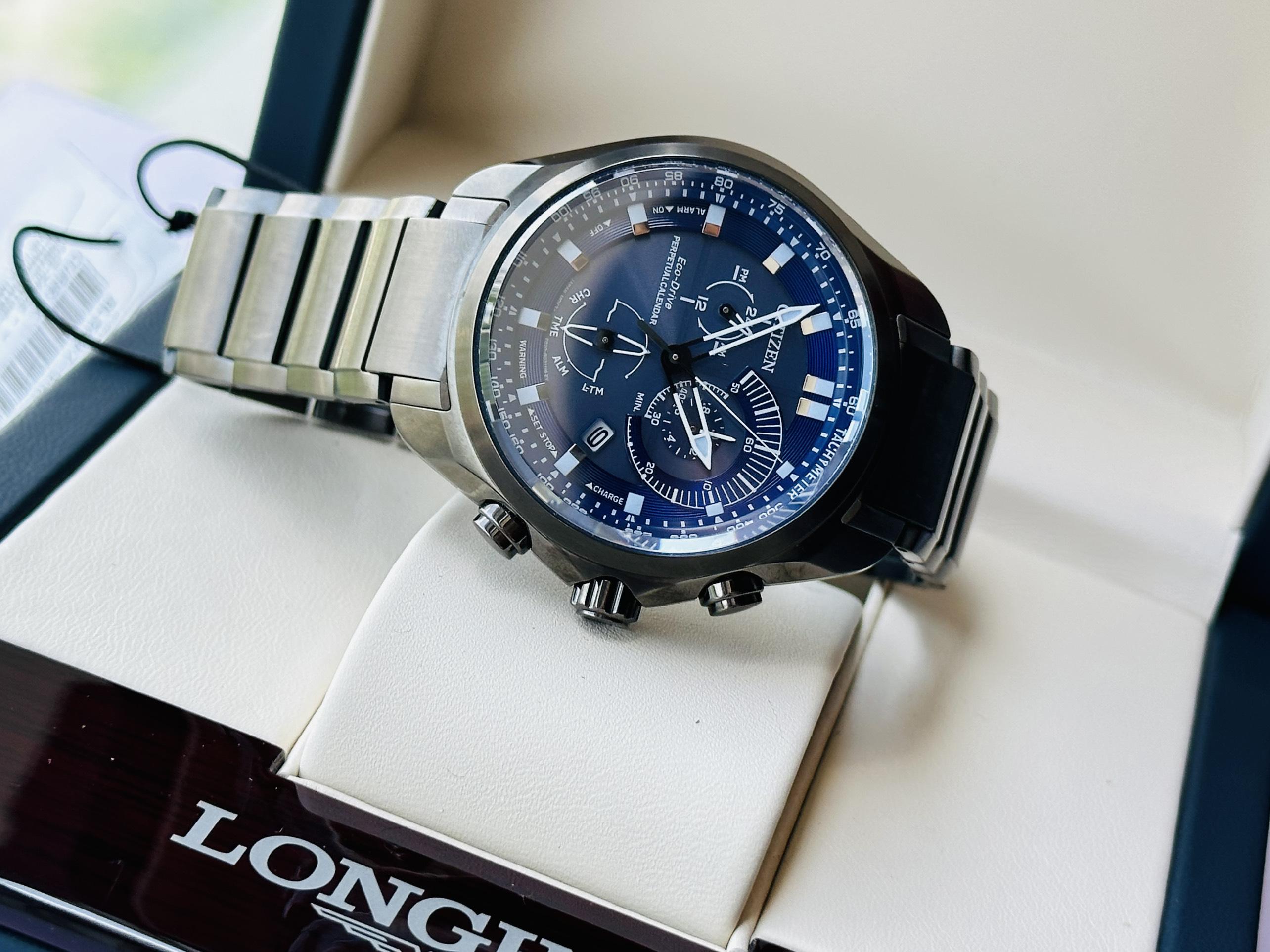 Đồng Hồ Nam Citizen Eco-Drive Chronograph Blue Dial Calendar Watch BL5607-54L