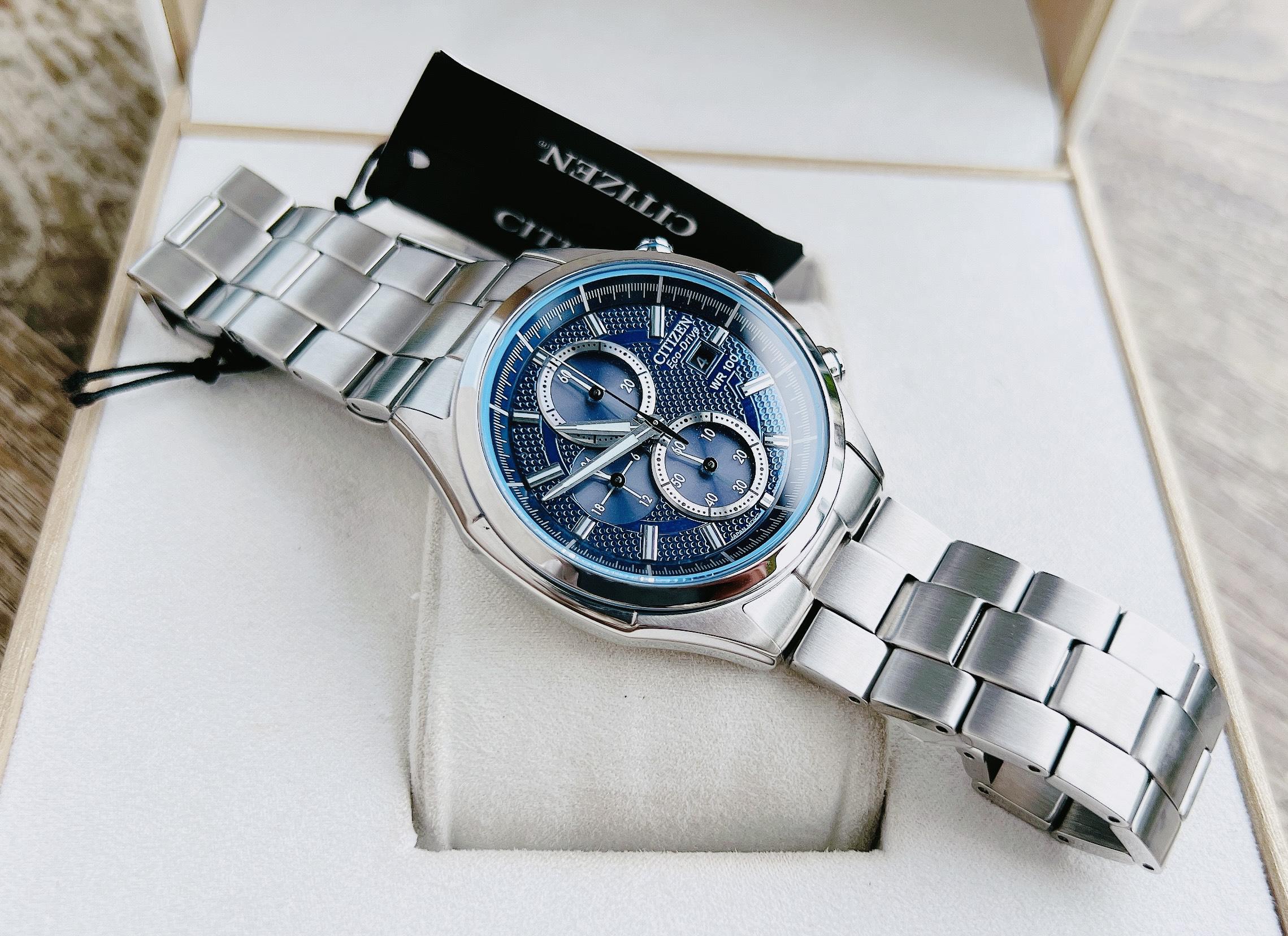 Đồng Hồ Nam Citizen Chronograph Blue Dial Men Watch CA0430-54M