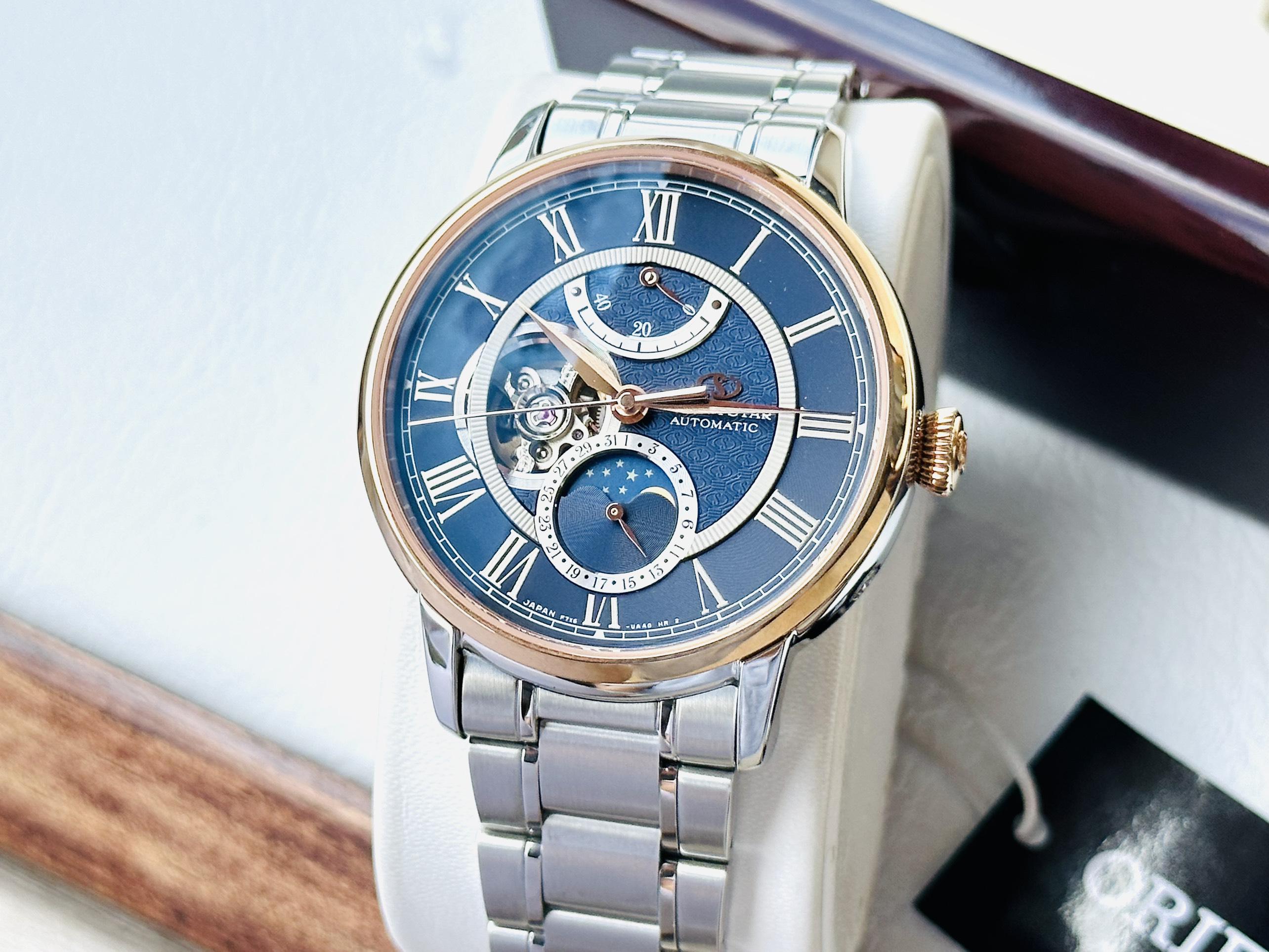 Đồng Hồ Nam Orient Star Mechanical Moon Phase Classic RK-AM0010L Chính Hãng