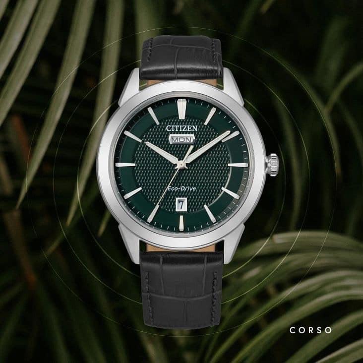 Đồng Hồ Nam Citizen Eco-Drive Corso Green Dial AW0090-02X Chính Hãng