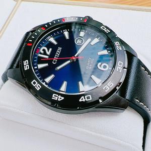 Đồng Hồ Nam Citizen Men's Quartz Date Indicator Black Leather Strap Watch BI1046-02L
