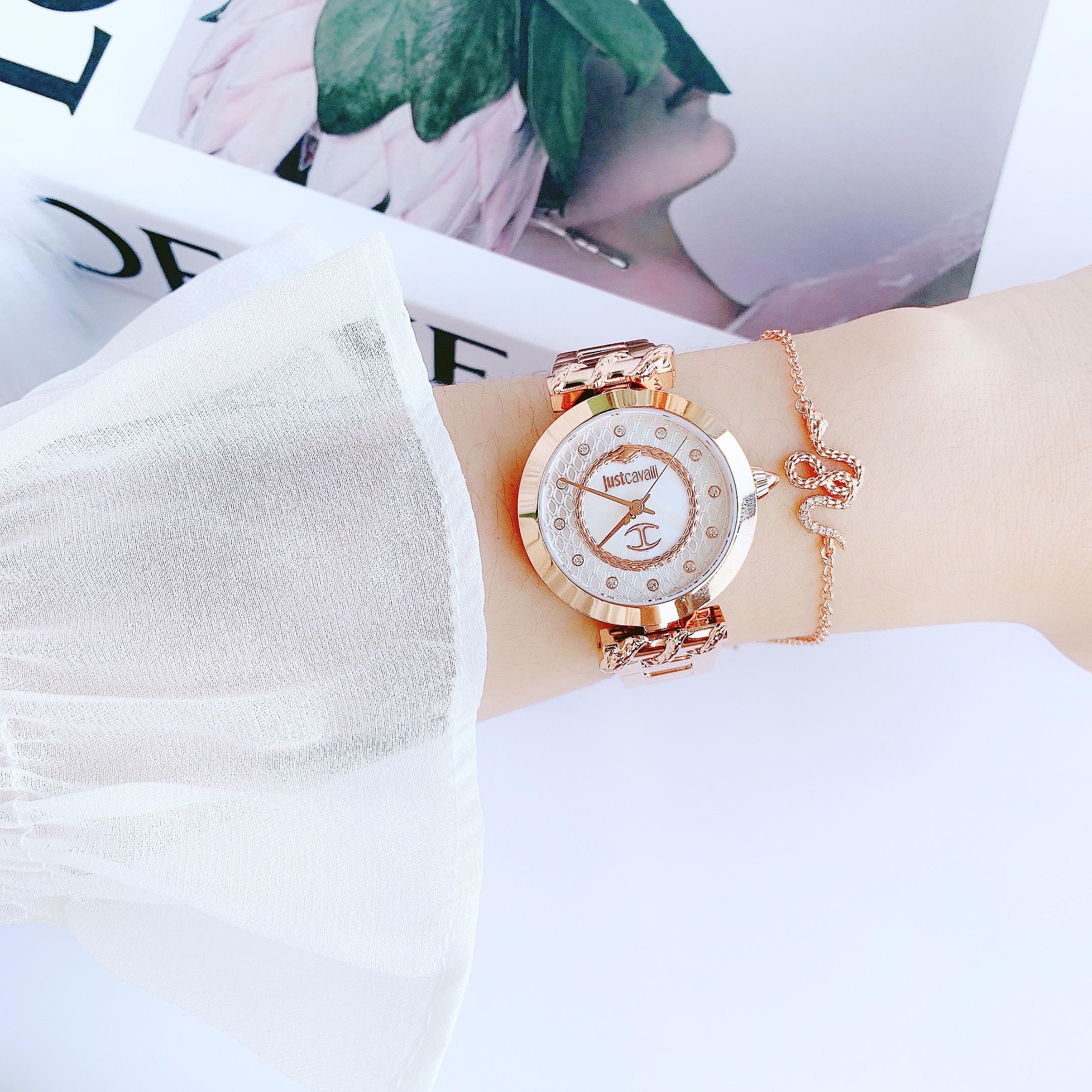 Đồng Hồ Nữ JUST CAVALLI Donna Luce White Dial Rose Gold Tone JC1L257M0045 Chính Hãng