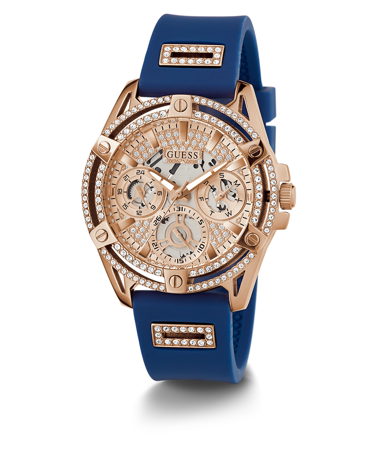 Đồng Hồ Nữ GUESS Blue Rose Gold Tone Multi-function GW0536L5