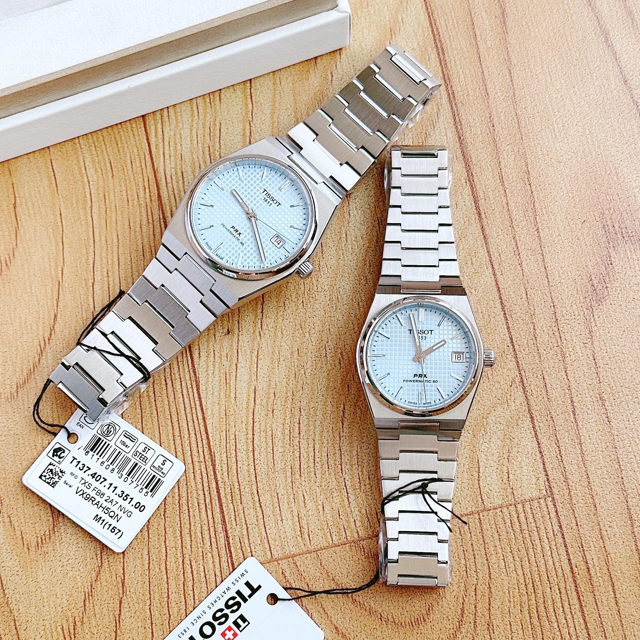 Đồng Hồ Đôi Tissot PRX Powermatic 80 ICE BLUE T137.207.11.351.00 & T137.407.11.351.00